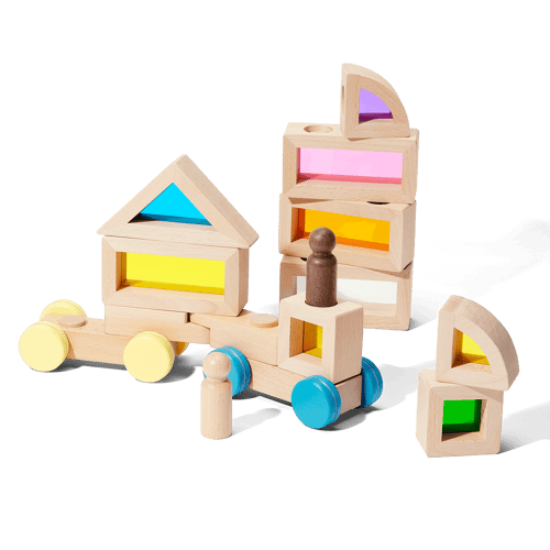 Rainbow Blocks and Cars Building Set image
